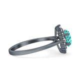 Halo Oval Art Deco Bridal Wedding Engagement Ring Simulated Cubic Zirconia 925 Sterling Silver