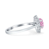 Halo Oval Art Deco Bridal Wedding Engagement Ring Simulated Cubic Zirconia 925 Sterling Silver