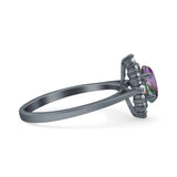 Halo Oval Art Deco Bridal Wedding Engagement Ring Simulated Cubic Zirconia 925 Sterling Silver