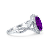 Art Deco Bridal Wedding Engagement Ring Marquise Round Simulated Cubic Zirconia 925 Sterling Silver