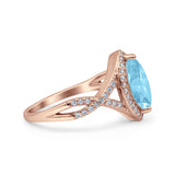 Art Deco Bridal Wedding Engagement Ring Marquise Round Simulated Cubic Zirconia 925 Sterling Silver
