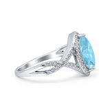 Art Deco Bridal Wedding Engagement Ring Marquise Round Simulated Cubic Zirconia 925 Sterling Silver
