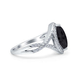 Art Deco Bridal Wedding Engagement Ring Marquise Round Simulated Cubic Zirconia 925 Sterling Silver