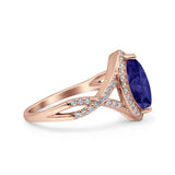 Art Deco Bridal Wedding Engagement Ring Marquise Round Simulated Cubic Zirconia 925 Sterling Silver