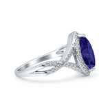 Art Deco Bridal Wedding Engagement Ring Marquise Round Simulated Cubic Zirconia 925 Sterling Silver
