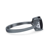 Emerald Cut Art Deco Bridal Wedding Engagement Ring Baguette Simulated Cubic Zirconia 925 Sterling Silver