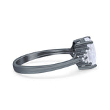 Emerald Cut Art Deco Bridal Wedding Engagement Ring Baguette Simulated Cubic Zirconia 925 Sterling Silver