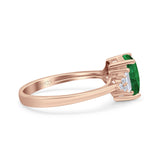 Emerald Cut Art Deco Bridal Wedding Engagement Ring Baguette Simulated Cubic Zirconia 925 Sterling Silver