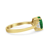 Emerald Cut Art Deco Bridal Wedding Engagement Ring Baguette Simulated Cubic Zirconia 925 Sterling Silver