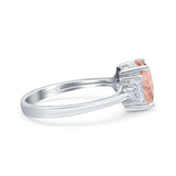 Emerald Cut Art Deco Bridal Wedding Engagement Ring Baguette Simulated Cubic Zirconia 925 Sterling Silver