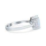 Emerald Cut Art Deco Bridal Wedding Engagement Ring Baguette Simulated Cubic Zirconia 925 Sterling Silver