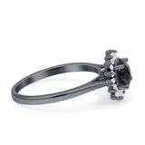 Art Deco Wedding Bridal Ring With Baguette And Round Simulated Cubic Zirconia Stones 925 Sterling Silver