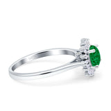 Art Deco Wedding Bridal Ring With Baguette And Round Simulated Cubic Zirconia Stones 925 Sterling Silver