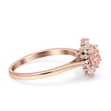 Art Deco Wedding Bridal Ring With Baguette And Round Simulated Cubic Zirconia Stones 925 Sterling Silver