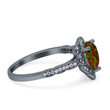 Teardrop Pear Shape Halo Engagement Ring Simulated Cubic Zirconia 925 Sterling Silver
