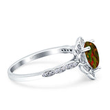 Teardrop Pear Shape Halo Engagement Ring Simulated Cubic Zirconia 925 Sterling Silver