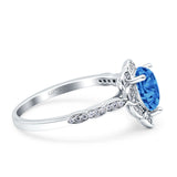 Teardrop Pear Shape Halo Engagement Ring Simulated Cubic Zirconia 925 Sterling Silver