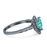 Teardrop Pear Shape Halo Engagement Ring Simulated Cubic Zirconia 925 Sterling Silver
