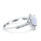 Teardrop Pear Shape Halo Engagement Ring Simulated Cubic Zirconia 925 Sterling Silver