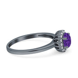Art Deco Wedding Bridal Ring Halo Round Simulated Cubic Zirconia Stones 925 Sterling Silver
