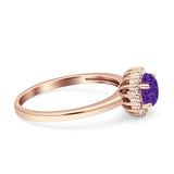 Art Deco Wedding Bridal Ring Halo Round Simulated Cubic Zirconia Stones 925 Sterling Silver