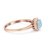 Art Deco Wedding Bridal Ring Halo Round Simulated Cubic Zirconia Stones 925 Sterling Silver