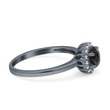 Art Deco Wedding Bridal Ring Halo Round Simulated Cubic Zirconia Stones 925 Sterling Silver