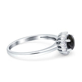 Art Deco Wedding Bridal Ring Halo Round Simulated Cubic Zirconia Stones 925 Sterling Silver