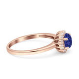 Art Deco Wedding Bridal Ring Halo Round Simulated Cubic Zirconia Stones 925 Sterling Silver