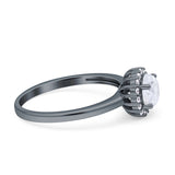 Art Deco Wedding Bridal Ring Halo Round Simulated Cubic Zirconia Stones 925 Sterling Silver