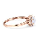 Art Deco Wedding Bridal Ring Halo Round Simulated Cubic Zirconia Stones 925 Sterling Silver