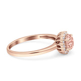 Art Deco Wedding Bridal Ring Halo Round Simulated Cubic Zirconia Stones 925 Sterling Silver