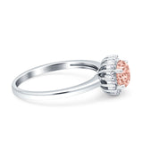 Art Deco Wedding Bridal Ring Halo Round Simulated Cubic Zirconia Stones 925 Sterling Silver