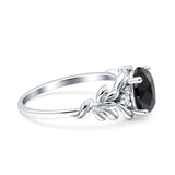 Leaf Style Oval Vintage Engagement Ring Simulated Cubic Zirconia 925 Sterling Silver