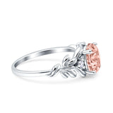 Leaf Style Oval Vintage Engagement Ring Simulated Cubic Zirconia 925 Sterling Silver