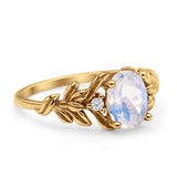 Leaf Style Oval Natural Moonstone Vintage Engagement Ring