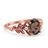 Leaf Style Oval Natural Smoky Quartz Vintage Engagement Ring