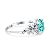Leaf Style Oval Vintage Engagement Ring Simulated Cubic Zirconia 925 Sterling Silver