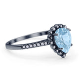 Teardrop Pear Vintage Style Halo Engagement Ring Cubic Zirconia 925 Sterling Silver