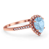 Teardrop Pear Vintage Style Halo Engagement Ring Cubic Zirconia 925 Sterling Silver