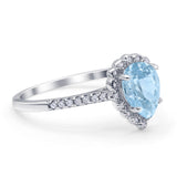 Teardrop Pear Vintage Style Halo Engagement Ring Cubic Zirconia 925 Sterling Silver