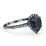 Teardrop Pear Vintage Style Halo Engagement Ring Cubic Zirconia 925 Sterling Silver