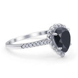 Teardrop Pear Vintage Style Halo Engagement Ring Cubic Zirconia 925 Sterling Silver