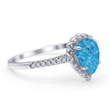 Teardrop Pear Vintage Style Halo Engagement Ring Cubic Zirconia 925 Sterling Silver