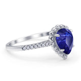 Teardrop Pear Vintage Style Halo Engagement Ring Cubic Zirconia 925 Sterling Silver