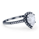 Teardrop Pear Vintage Style Halo Engagement Ring Cubic Zirconia 925 Sterling Silver