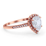Teardrop Pear Vintage Style Halo Engagement Ring Cubic Zirconia 925 Sterling Silver