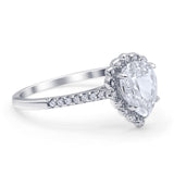 Teardrop Pear Vintage Style Halo Engagement Ring Cubic Zirconia 925 Sterling Silver