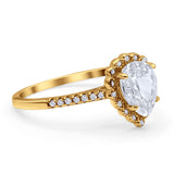 Teardrop Pear Vintage Style Halo Engagement Ring Cubic Zirconia 925 Sterling Silver