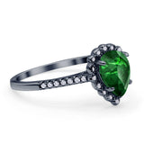 Teardrop Pear Vintage Style Halo Engagement Ring Cubic Zirconia 925 Sterling Silver
